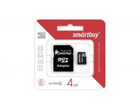 Карта памяти microSDHC Smartbuy 4 GB (class 4) без адаптера (SB4GBSDCL4-00)