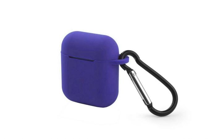 Чехол для наушников Soft-Touch AirPods с карабином и нижней заглушкой (ультрамарин)