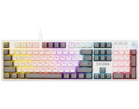 Клавиатура игровая механическая Defender Dasher GK-472 RU бел-серый 104 кл./ переключатели YH red  / радужн. подсветка