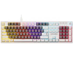 Клавиатура игровая механическая Defender Dasher GK-472 RU сер-белый 104 кл./ переключатели YH red  / радужн. подсветка