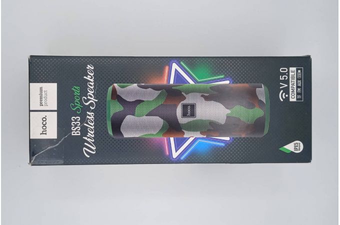 Портативная беспроводная колонка HOCO BS33 Voise sports sound sports wireless speaker (камуфляж) (УЦЕНКА! МЯТАЯ УПАКОВКА)