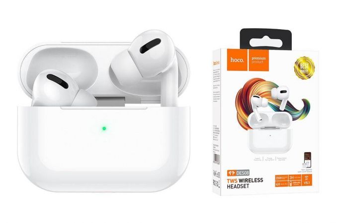 Наушники вакуумные беспроводные HOCO DES08 TWS wireless headset Bluetooth (белый)