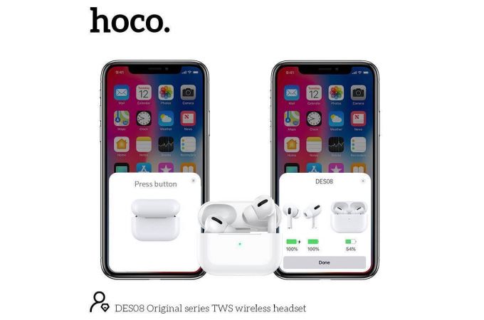 Наушники вакуумные беспроводные HOCO DES08 TWS wireless headset Bluetooth (белый)