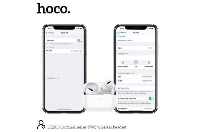 Наушники вакуумные беспроводные HOCO DES08 TWS wireless headset Bluetooth (белый)