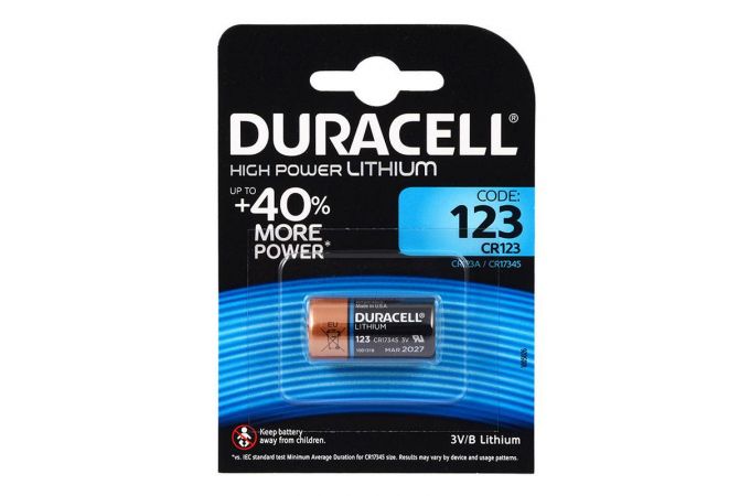 Батарейка алкалиновая Duracell CR123A/1BL