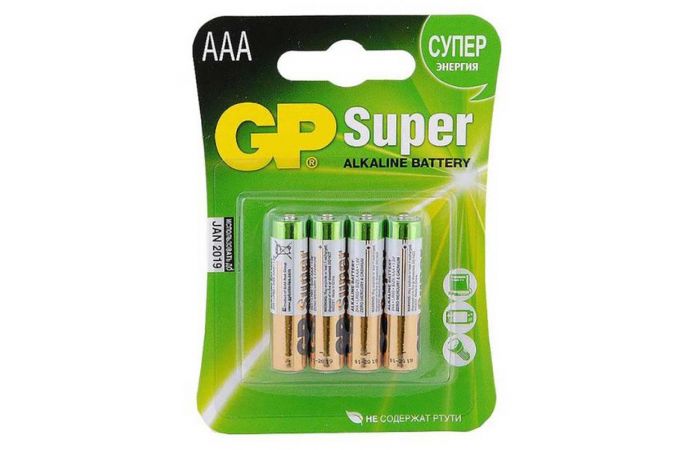 Батарейка алкалиновая GP Super LR03 AAA/4BL (цена за блистер 4 шт)