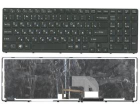 Клавиатура для ноутбука Sony Vaio SVE17 черная с подсветкой с черной рамкой