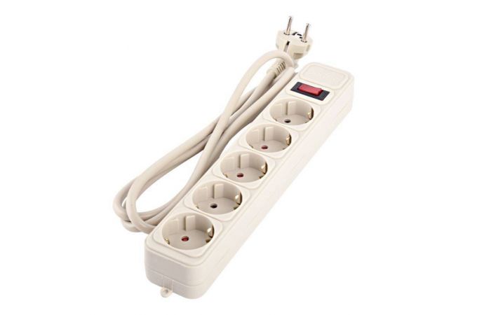 Сетевой фильтр Perfeo "REAL POWER", 1,8м, 5 розеток, 16А, 3500 Вт, тройная защита, серый. PF_E1498