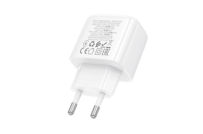 Сетевое зарядное устройство USB + USB-C HOCO CS54A Surplus PD20W+QC3.0 (белый)