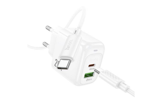 Сетевое зарядное устройство USB + USB-C + кабель Type-C HOCO CS54A Surplus PD20W+QC3.0 (белый)