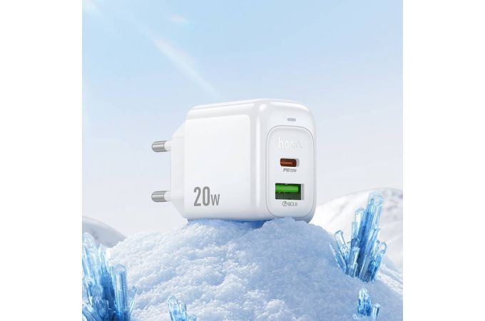 Сетевое зарядное устройство USB + USB-C + кабель Type-C HOCO CS54A Surplus PD20W+QC3.0 (белый)