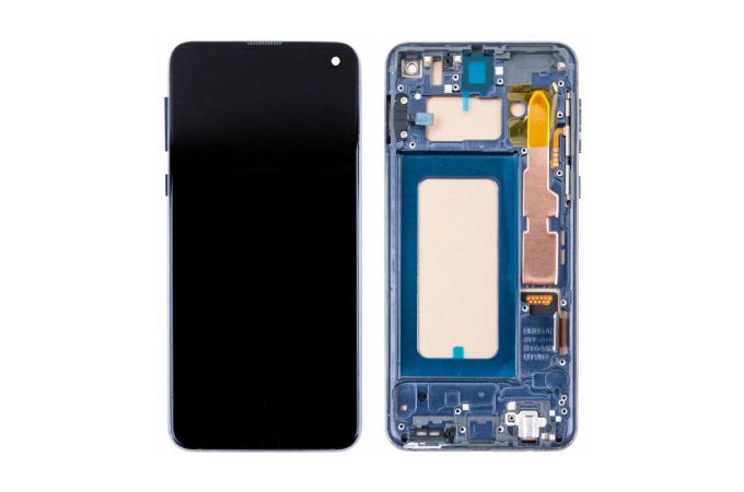 Дисплей для Samsung G970F Galaxy S10E Silver в сборе с тачскрином + рамка, 100%