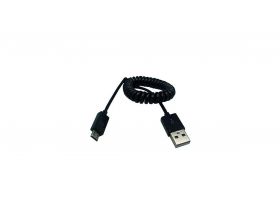 Кабель USB - MicroUSB Smartbuy спиральный, (черный) 1м