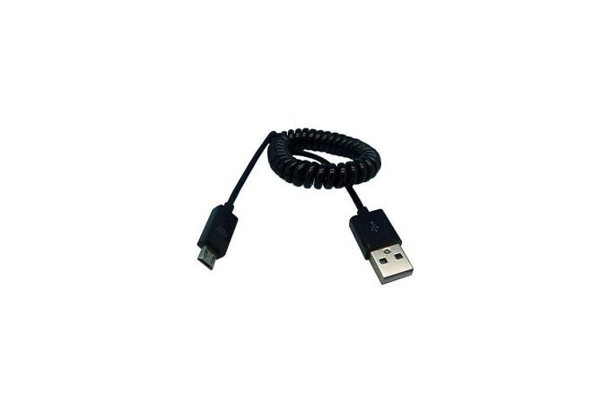 Кабель USB - MicroUSB Smartbuy спиральный, (черный) 1м