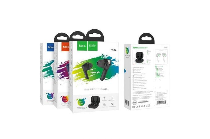Наушники вакуумные беспроводные HOCO ES34 Pleasure wireless headset Bluetooth (синий)