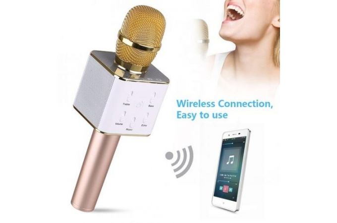 Караоке микрофон Орбита OT-ERM04 (Bluetooth, динамики, USB) (золотистый)