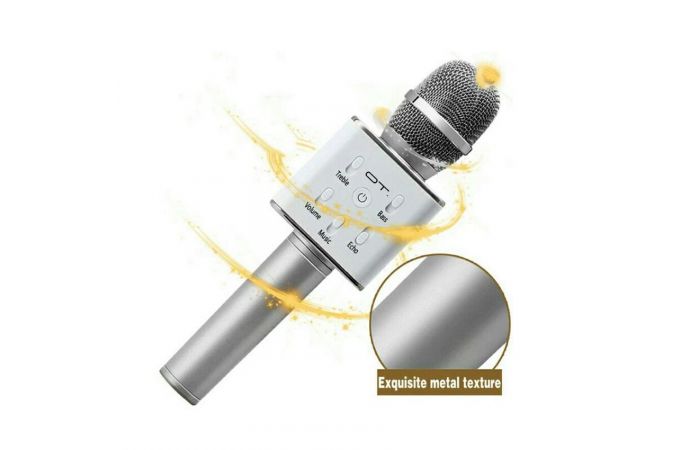 Караоке микрофон Орбита OT-ERM04 (Серебрянный, Bluetooth, динамики, USB)