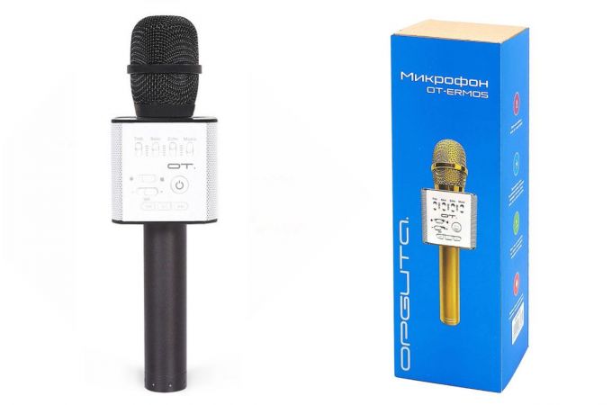 Караоке микрофон Орбита OT-ERM05 (Bluetooth, динамики, USB) (черный)