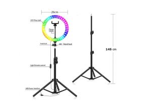 Лампа кольцевидная RGB со штативом Огонек OG-SMH07  (26см)