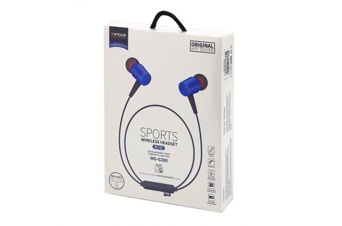 Наушники вакуумные беспроводные Mingge MG-G200 Bluetooth (черно-синий)