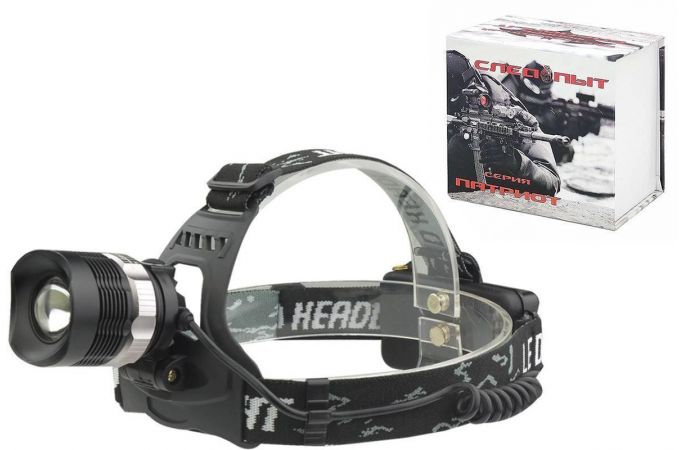 Фонарь налобный Патриот PT-FLG08 (1L, 2*18650, ZOOM, Т6)