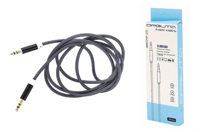 Кабель аудио AUX Орбита OT-AVC29 Черный (Джек 3,5 мм на Джек 3,5 мм) AUX 1.5м
