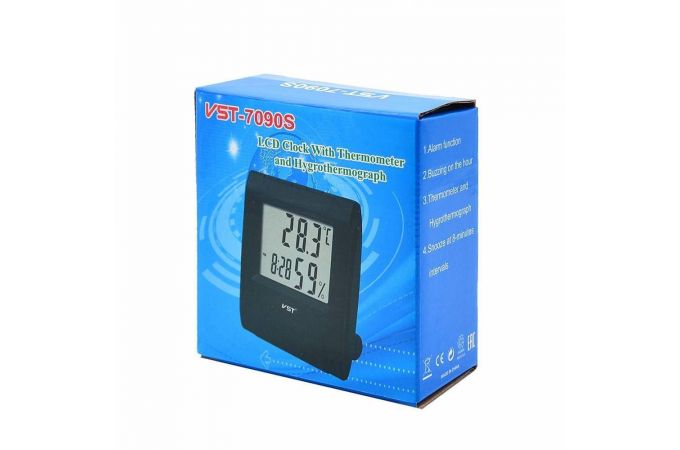 Часы настольные VST 7090S (температура, влажность) (черный)