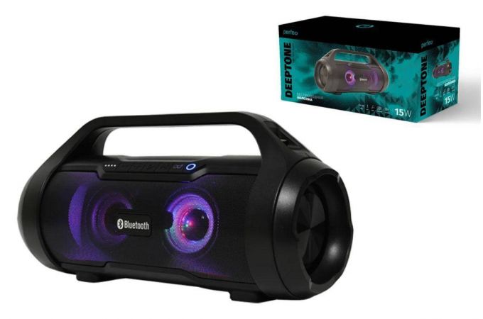 Портативная беспроводная колонка Perfeo "DEEPTONE" с подсветкой (черный)