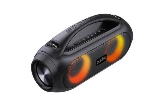 Портативная беспроводная колонка Perfeo "FUSION" LED, FM, TWS, MP3 USB, AUX, 25Вт (черный)