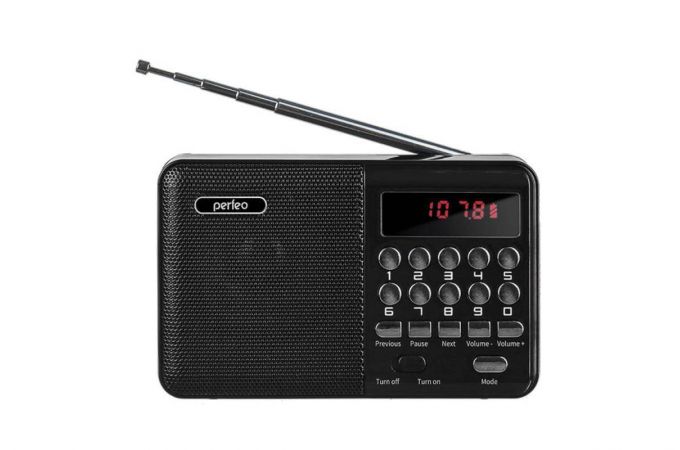 Радиоприемник Perfeo PALM FM 87.5-108МГц цифровой MP3/ питание USB или 18650/ черный (i90-BK)