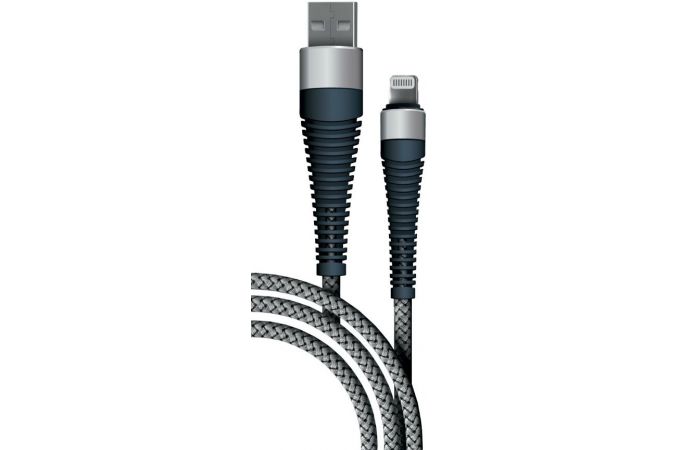 Кабель USB - Lightning BoraSCO Fishbone Apple 8-pin (38508) 3A (серый) 1м
