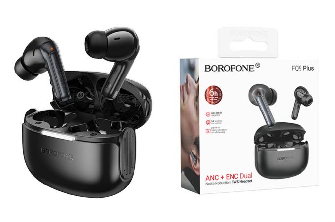 Наушники вакуумные беспроводные BOROFONE FQ9 Plus Peaceful ANC+ENC шумоподавлением (черный)