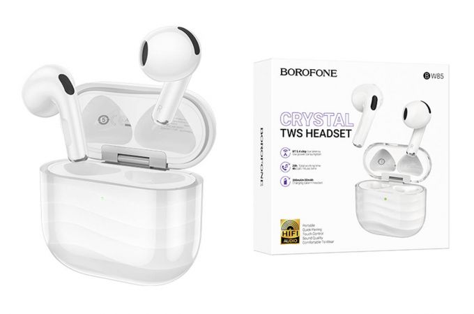 Наушники вакуумные беспроводные BOROFONE BW85 Smart (белый)