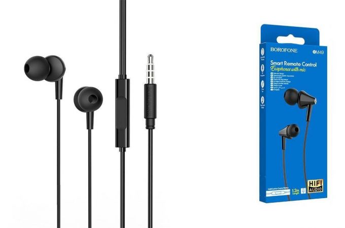Наушники вакуумные проводные BOROFONE BM49 Player universal earphones (черный)