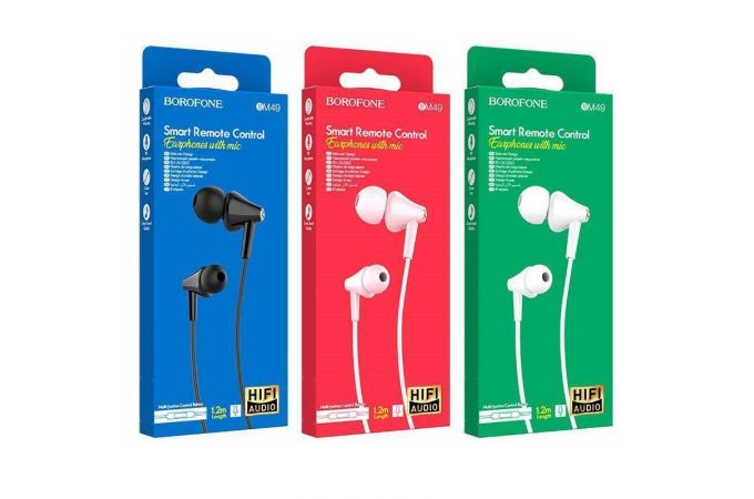 Наушники вакуумные проводные BOROFONE BM49 Player universal earphones (черный)