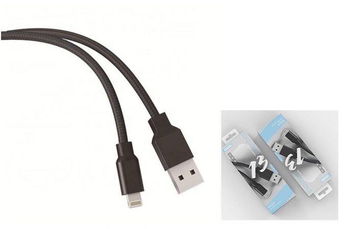 Кабель USB - Lightning EZRA DC13 2.1A (черный) 1.2м