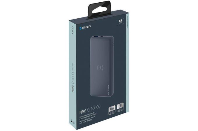 Универсальный дополнительный аккумулятор Power Bank Deppa (33552) NRG Qi (10000 mAh) (серый)