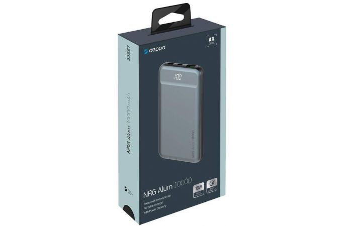 Универсальный дополнительный аккумулятор Power Bank Deppa (33557) NRG Alum LCD (серый)