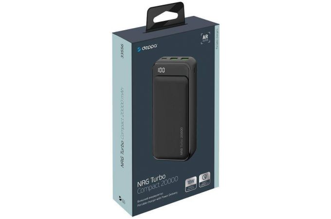 Универсальный дополнительный аккумулятор Power Bank Deppa (33559) NRG Turbo QI LCD (черный)