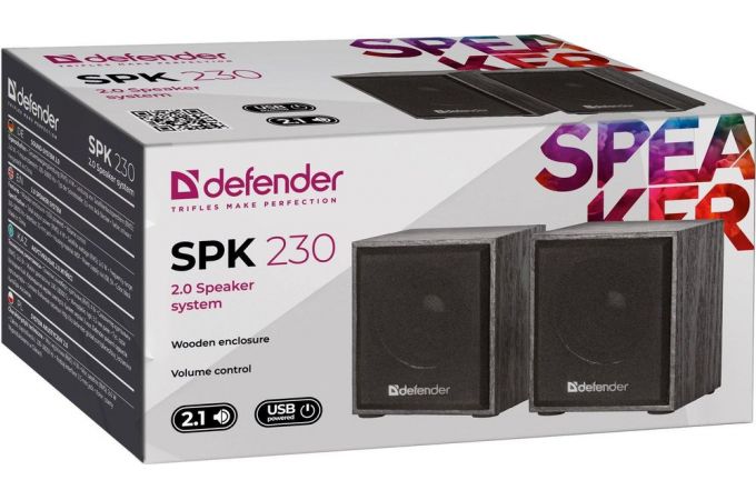 Акустическая система 2.0 Defender SPK-230 4 Вт питание от USB (черный)