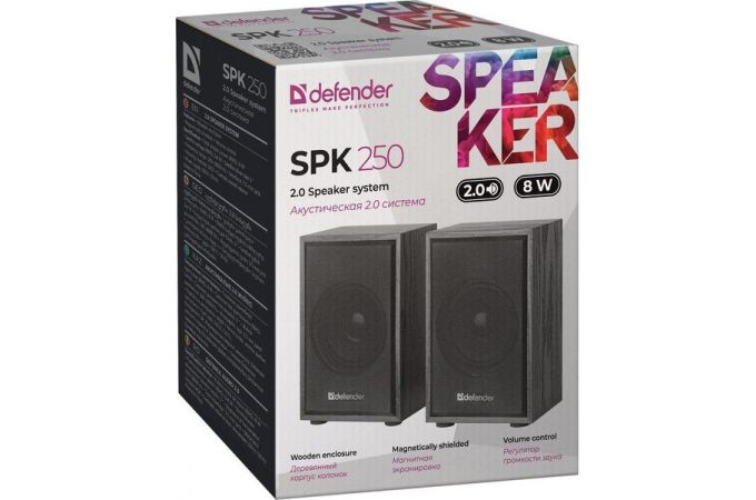 Акустическая система 2.0 Defender SPK-250 8 Вт питание от USB (черный)