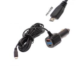 TDS TS-CAU62 Шнур питания в прикуриватель (3.5м, 12-24В, microUSB+Type-C PD20W+USB QC3.0)