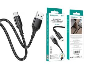 Кабель USB - MicroUSB BOROFONE BX54 2,4A (черный) 1м (в оплетке)