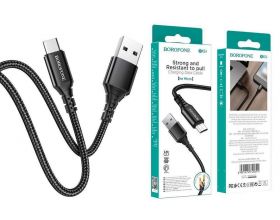Кабель USB - MicroUSB BOROFONE BX54 2,4A (черный) 1м (в оплетке)