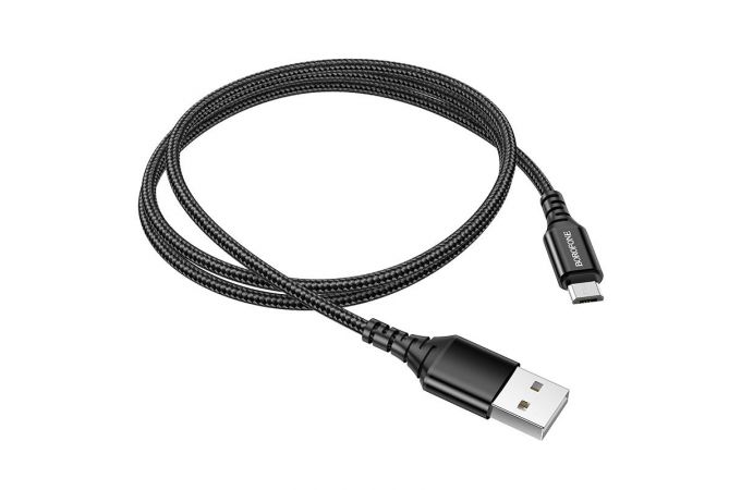 Кабель USB - MicroUSB BOROFONE BX54 2,4A (черный) 1м (в оплетке)