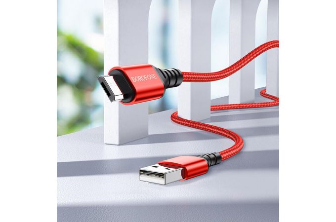 Кабель USB - MicroUSB BOROFONE BX54 2,4A (черный) 1м (в оплетке)