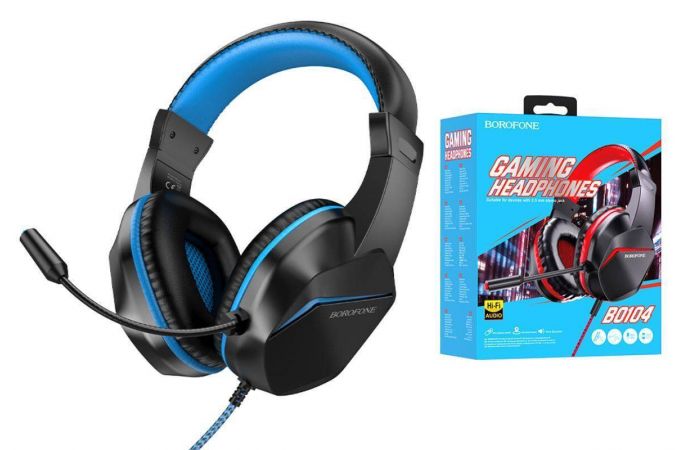 Наушники мониторные проводные с микрофоном BOROFONE BO104 Phantom gaming headphones (синий)