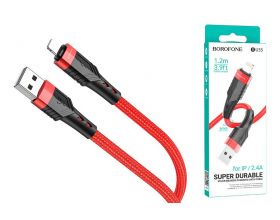 Кабель USB - Lightning BOROFONE BU35 (красный) 1,2м (с усилением сгиба)