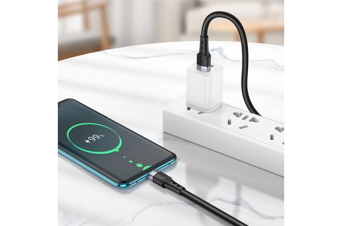 Кабель USB - USB Type-C BOROFONE BU35, 2,4A (черный) 1,2м (в оплетке)