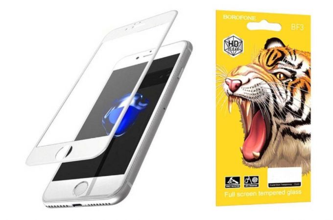 Защитное стекло дисплея iPhone 7+/8+ BOROFONE BF3 Full tempered glass (с белой рамкой)